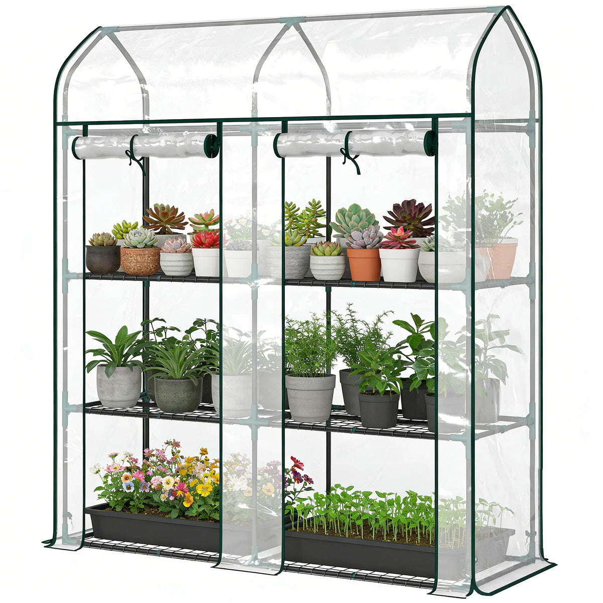 3-Tier Mini Greenhouse, 56.3" x 18.1" x 65", Clear — product view 2