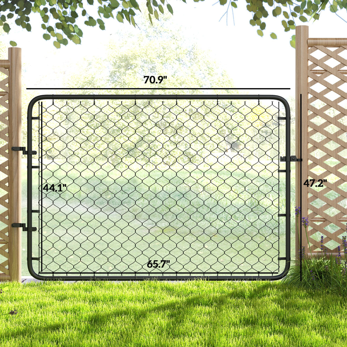 26-71 in. W x 4 ft. H Chain Link Fence Gate, Black — product view 5