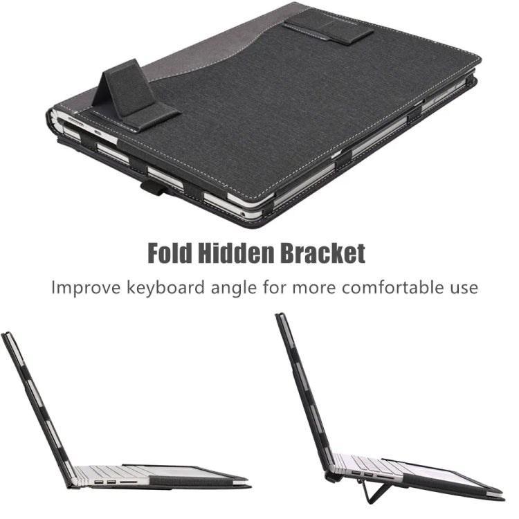 LoungeYard | For Samsung Galaxy Book 4 360 15.6 Inch Leather Laptop Anti-Fall Protective Case with Stand (Black) — product view 3