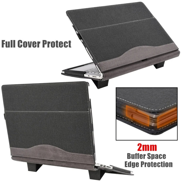 LoungeYard | For Samsung Galaxy Book 4 360 15.6 Inch Leather Laptop Anti-Fall Protective Case with Stand (Black) — product view 5