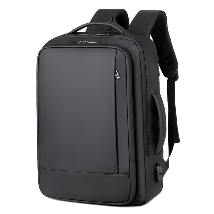 LoungeYard | Expandable waterproof laptop backpack for business with USB port (Black) — product view 1