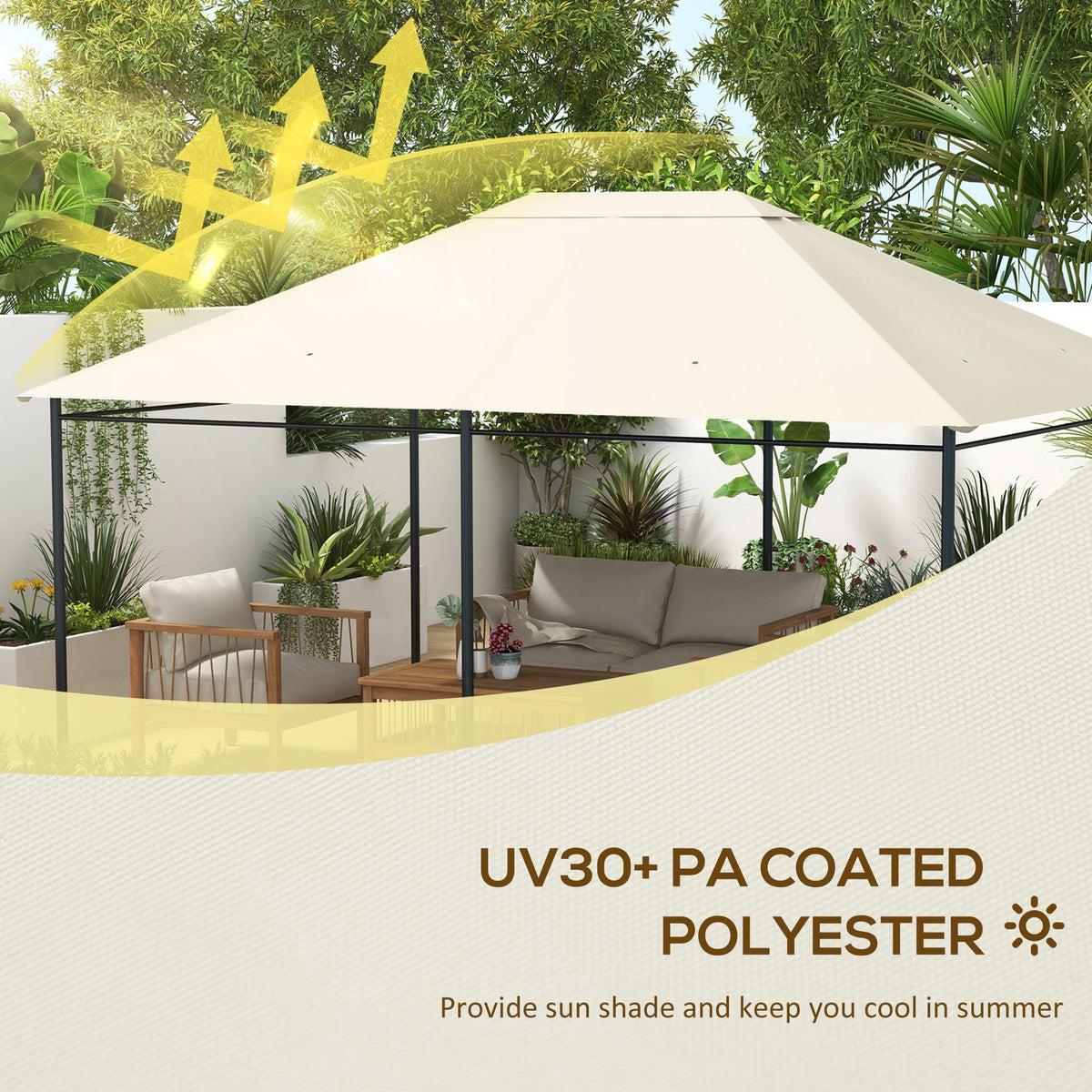 10' x 13' Gazebo Replacement Canopy Top Cover, Cream White — product view 6
