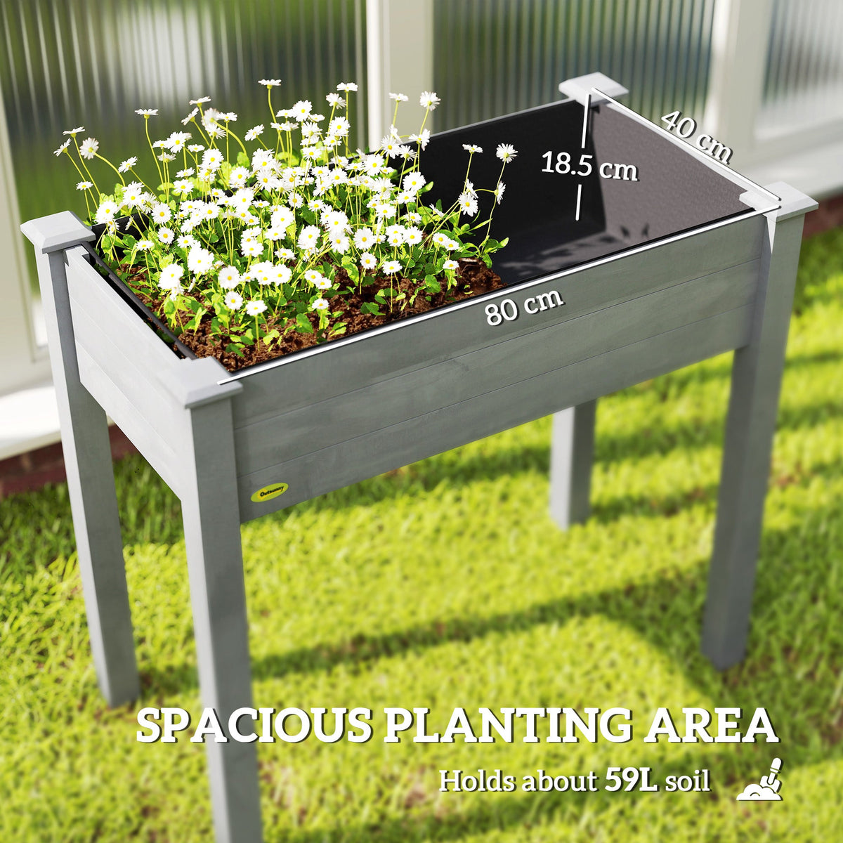 Wooden Elevated Planter Box with Liner for Garden Use — product view 6