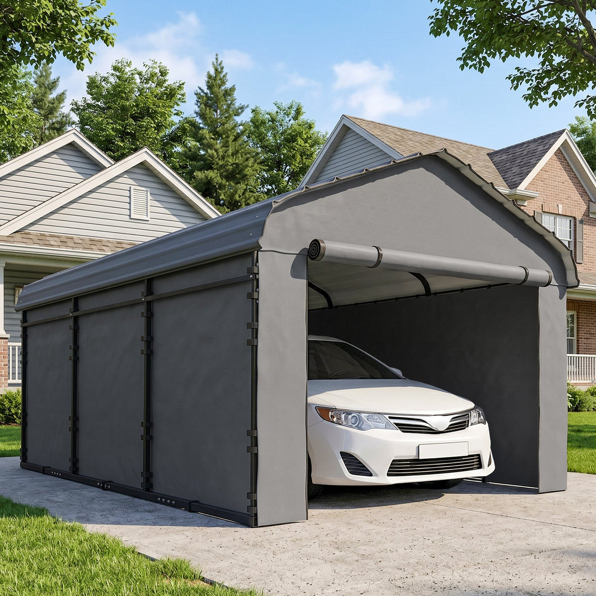 Onward 10' x 15' Heavy Duty Metal Carport with Galvanized Roof & Removable Sidewalls — product view 3