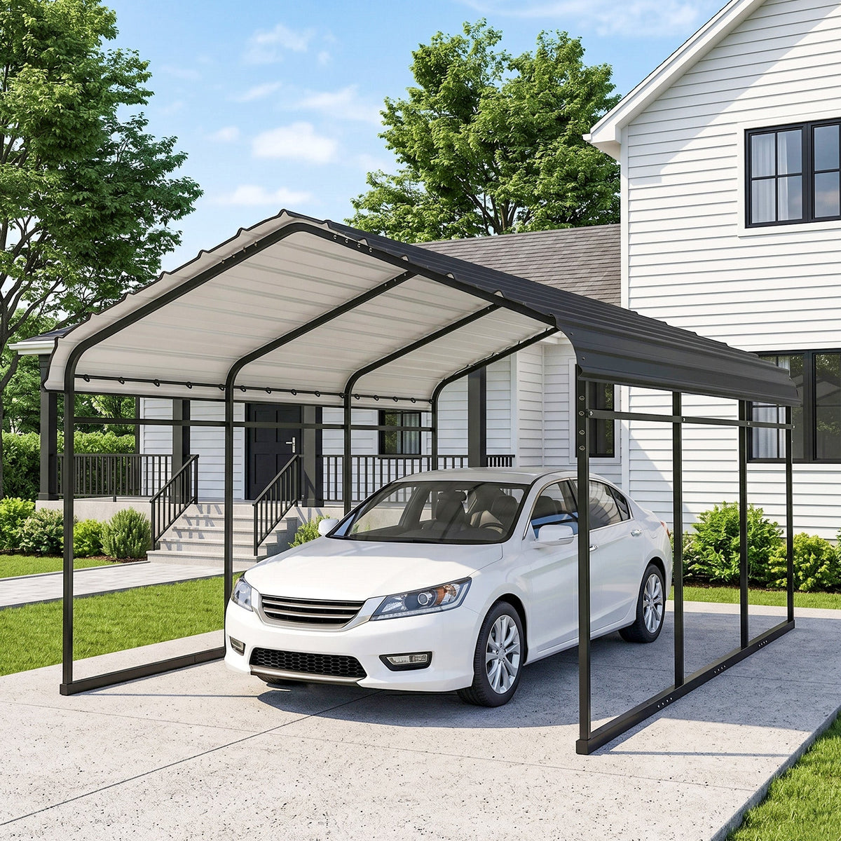 Onward 10' x 15' Heavy Duty Metal Carport with Galvanized Roof & Removable Sidewalls — product view 4
