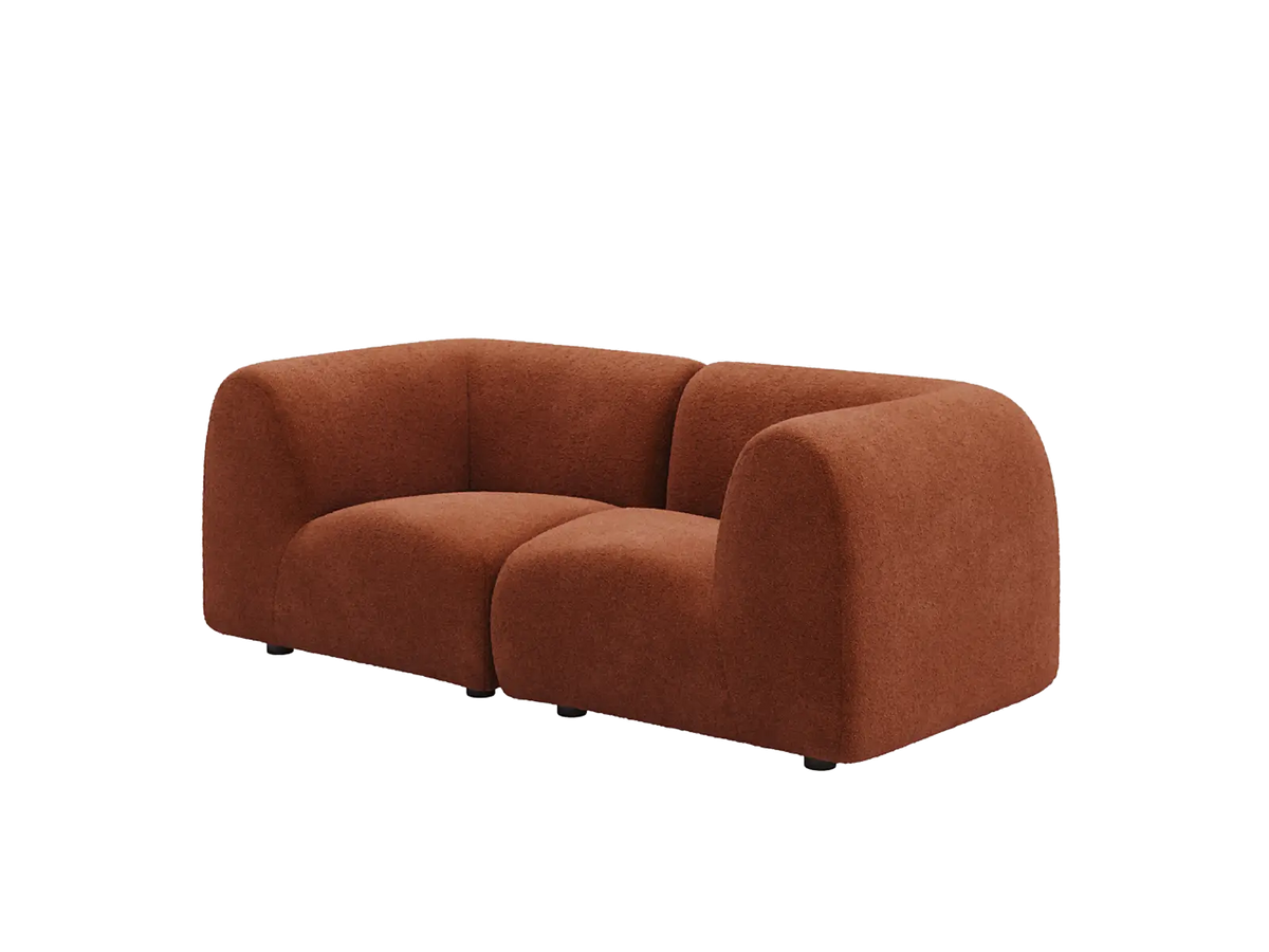 Teddy Fleece 2-Seater Rust Red Small Space Loveseat | 2-Piece, Modular Design, Fixed Upholstery, Low Pillow Arm — product view 4