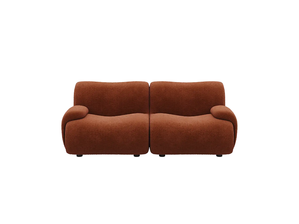 Teddy Fleece 2-Seater Rust Red Small Space Loveseat | 2-Piece, Modular Design, Fixed Upholstery, Low Pillow Arm — product view 3