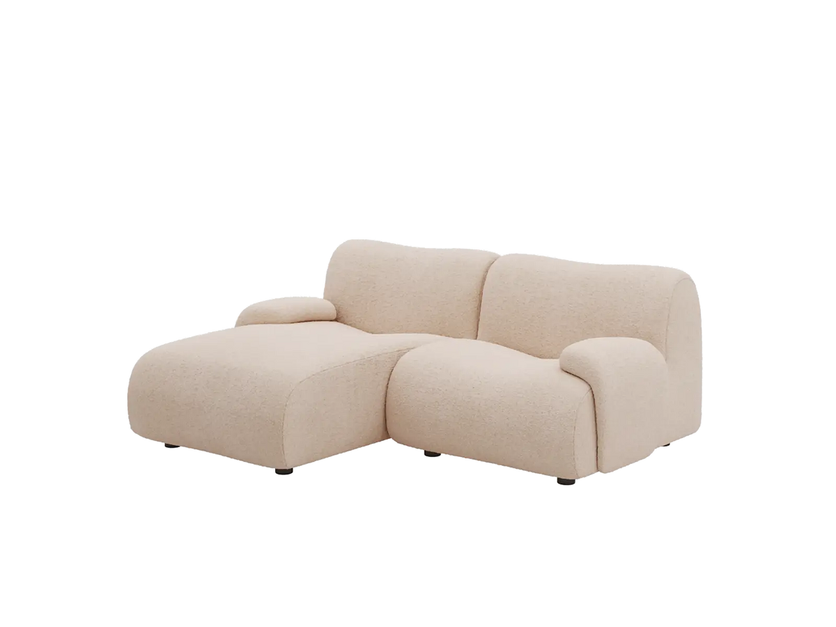 Teddy Fleece 2-Seater Sand Small Space Chaise Sectional | 2-Piece, Modular Design, Fixed Upholstery, Low Pillow Arm — product view 4