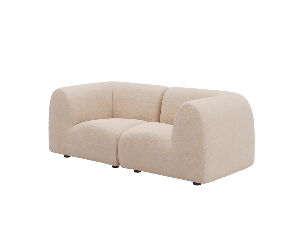 Teddy Fleece 2-Seater Sand Small Space Loveseat | 2-Piece, Modular Design, Fixed Upholstery, Low Pillow Arm — product view 4