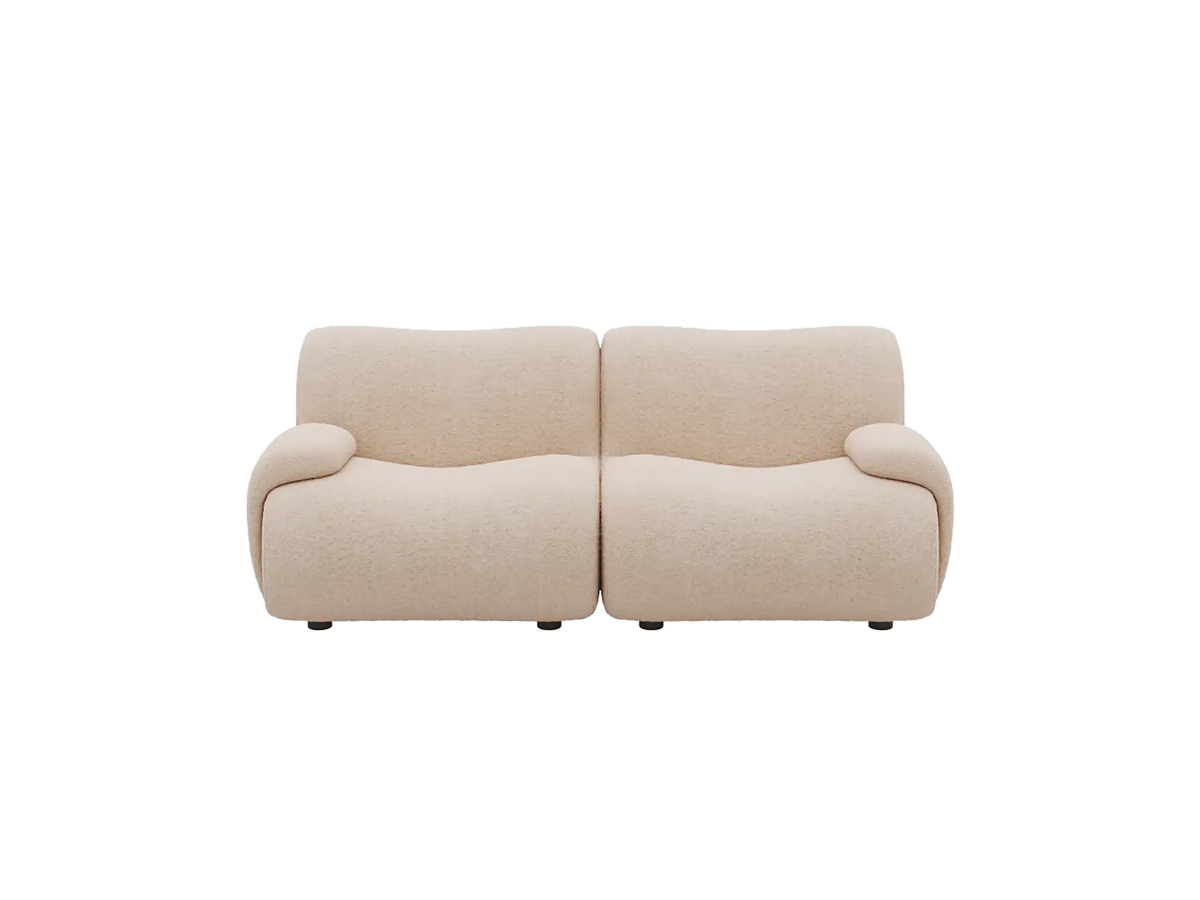 Teddy Fleece 2-Seater Sand Small Space Loveseat | 2-Piece, Modular Design, Fixed Upholstery, Low Pillow Arm — product view 3
