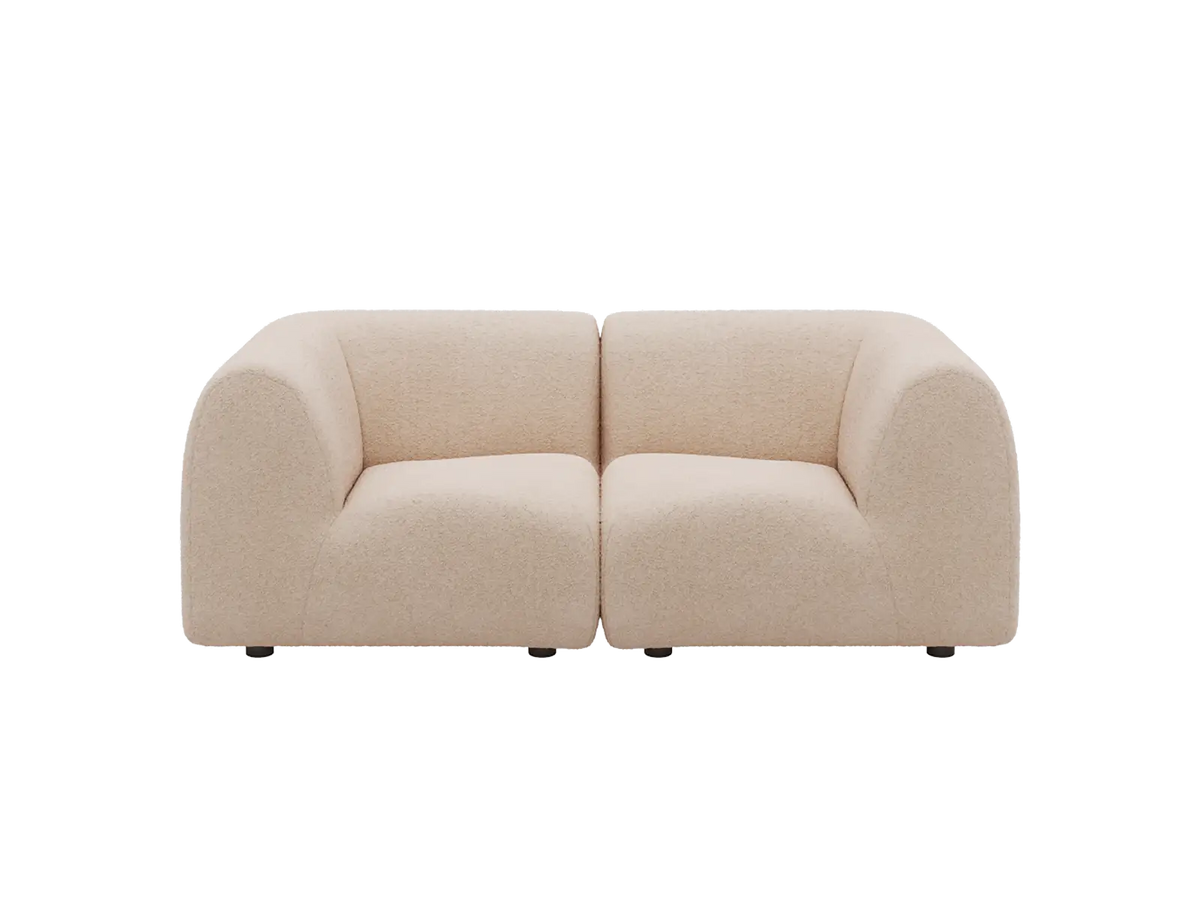 Teddy Fleece 2-Seater Sand Small Space Loveseat | 2-Piece, Modular Design, Fixed Upholstery, Low Pillow Arm — product view 3