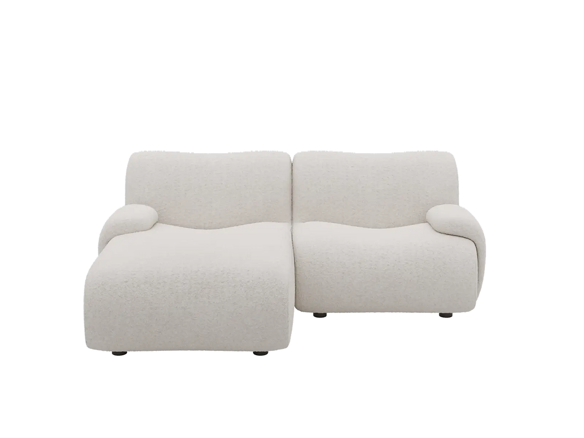 Teddy Fleece 2-Seater White Small Space Chaise Sectional | 2-Piece, Modular Design, Fixed Upholstery, Low Pillow Arm — product view 3