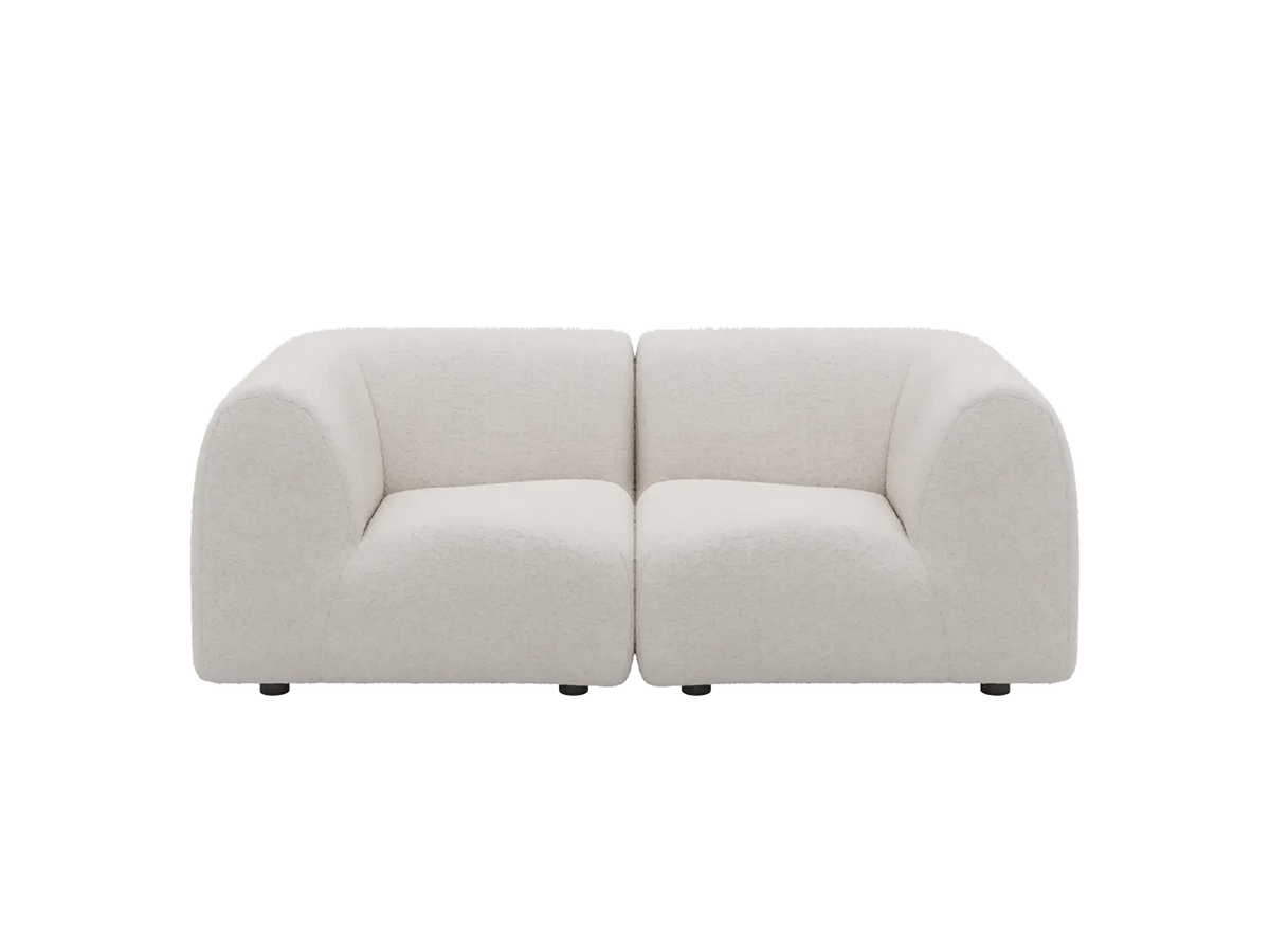 Teddy Fleece 2-Seater White Small Space Loveseat | 2-Piece, Modular Design, Fixed Upholstery, Low Pillow Arm — product view 3
