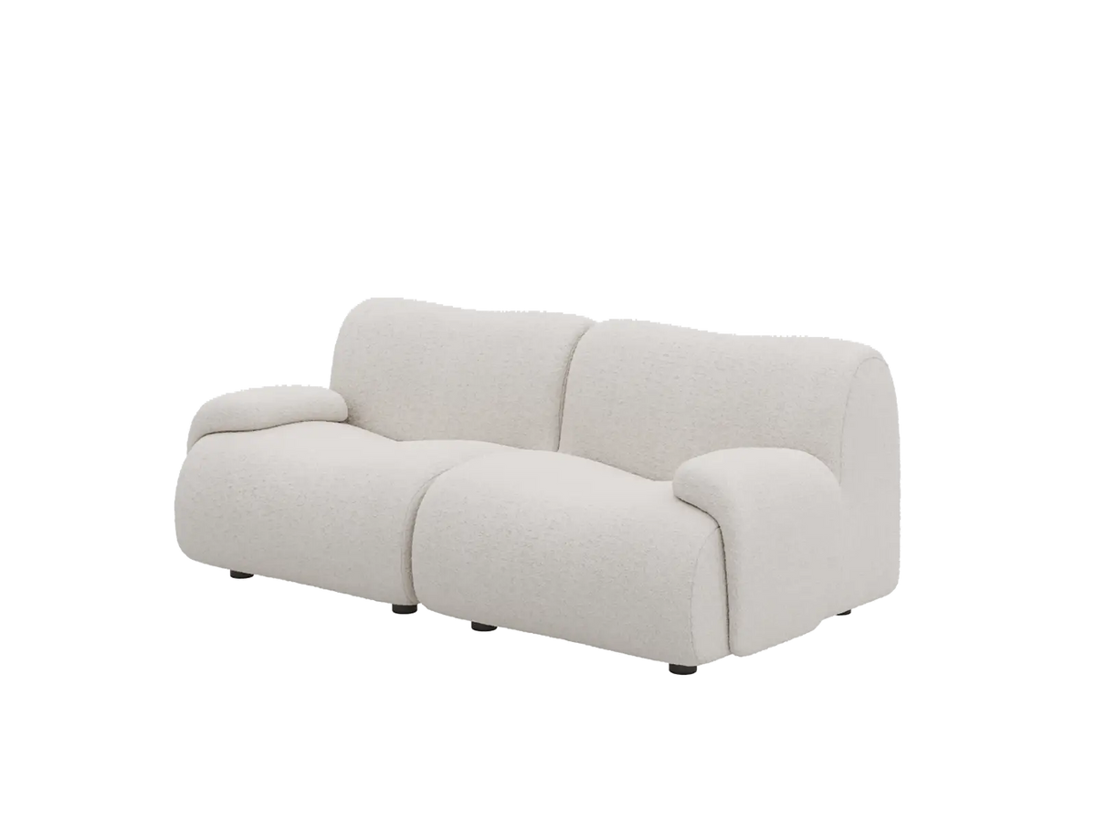 Teddy Fleece 2-Seater White Small Space Loveseat | 2-Piece, Modular Design, Fixed Upholstery, Low Pillow Arm — product view 4