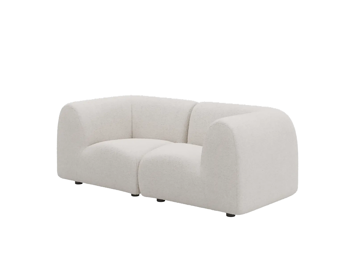 Teddy Fleece 2-Seater White Small Space Loveseat | 2-Piece, Modular Design, Fixed Upholstery, Low Pillow Arm — product view 4