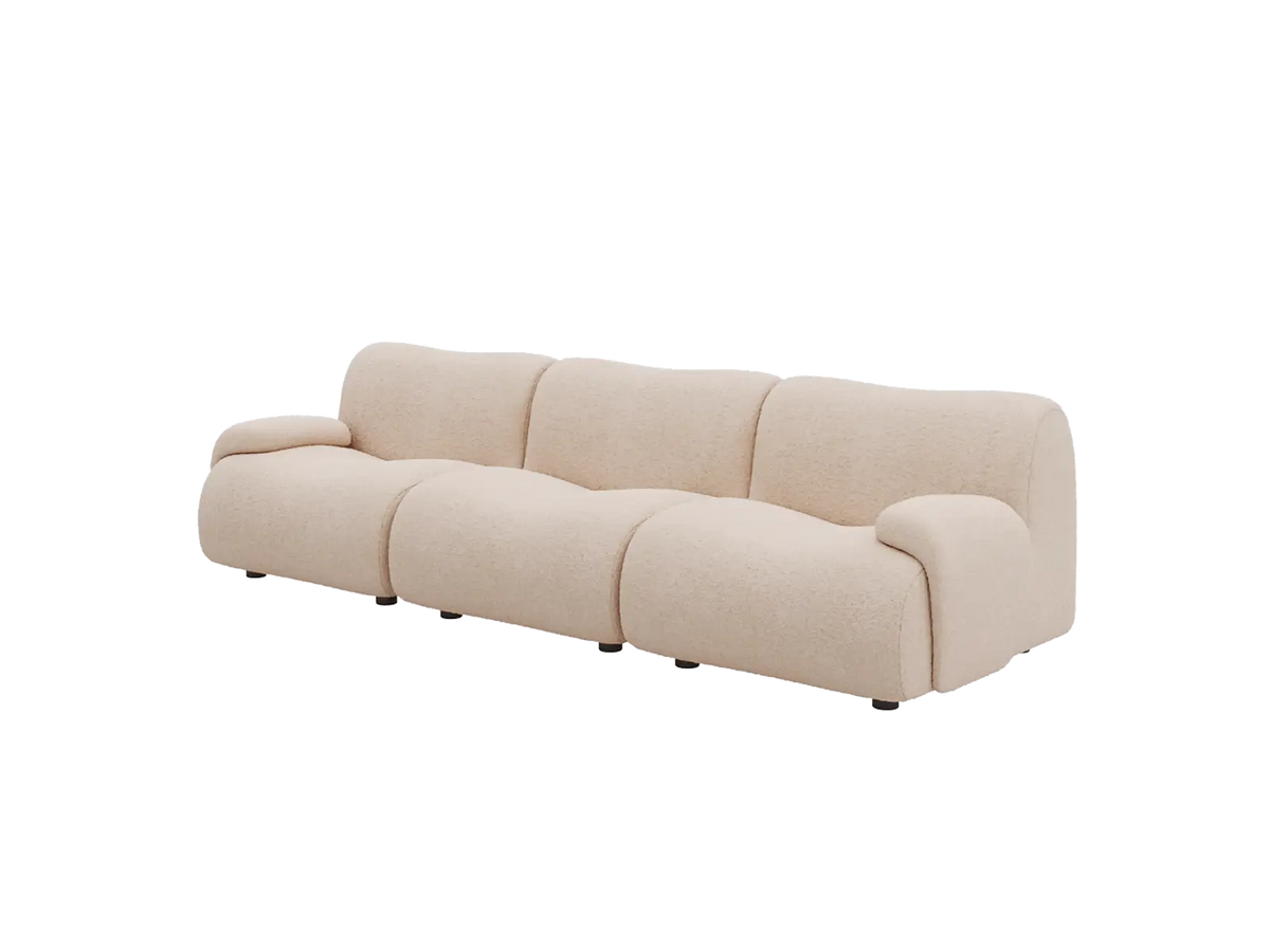 Teddy Fleece 3-Seater Sand Small Space Couch Sectional | 3-Piece, Modular Design, Fixed Upholstery, Low Pillow Arm — product view 4