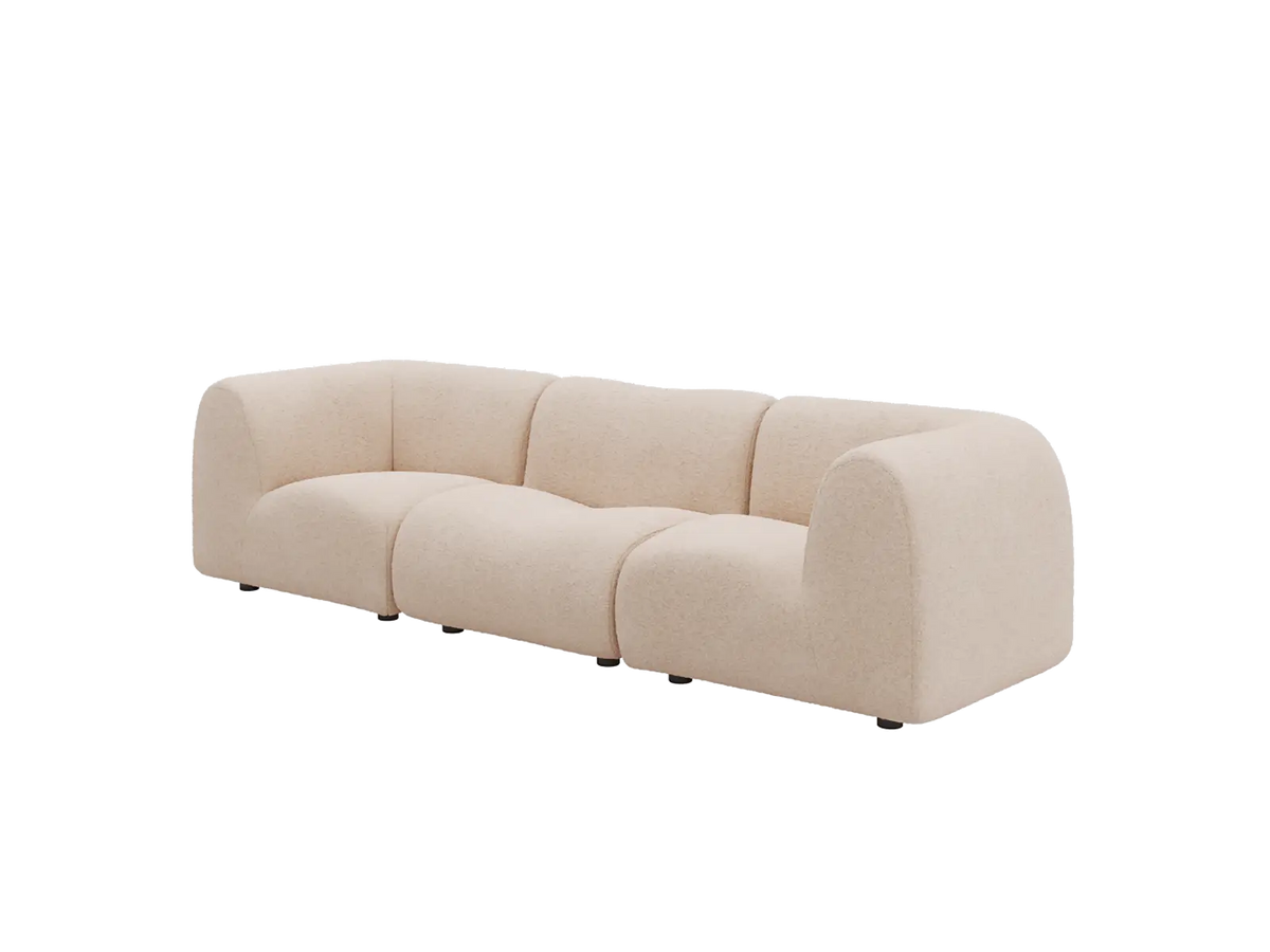 Teddy Fleece 3-Seater Sand Small Space Couch Sectional | 3-Piece, Modular Design, Fixed Upholstery, Low Pillow Arm — product view 4