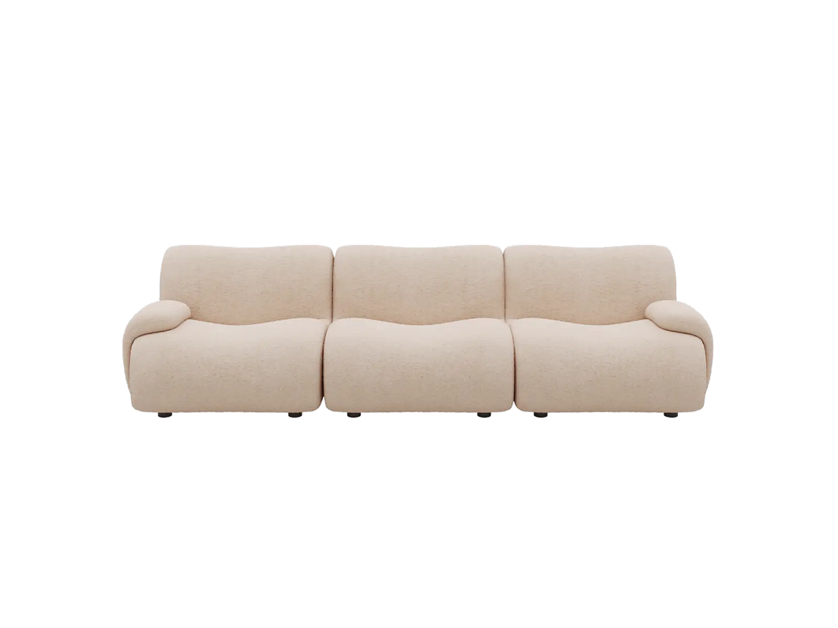 Teddy Fleece 3-Seater Sand Small Space Couch Sectional | 3-Piece, Modular Design, Fixed Upholstery, Low Pillow Arm — product view 3