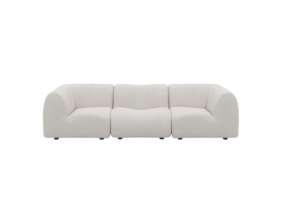 Teddy Fleece 3-Seater White Small Space Couch Sectional | 3-Piece, Modular Design, Fixed Upholstery, Low Pillow Arm — product view 3