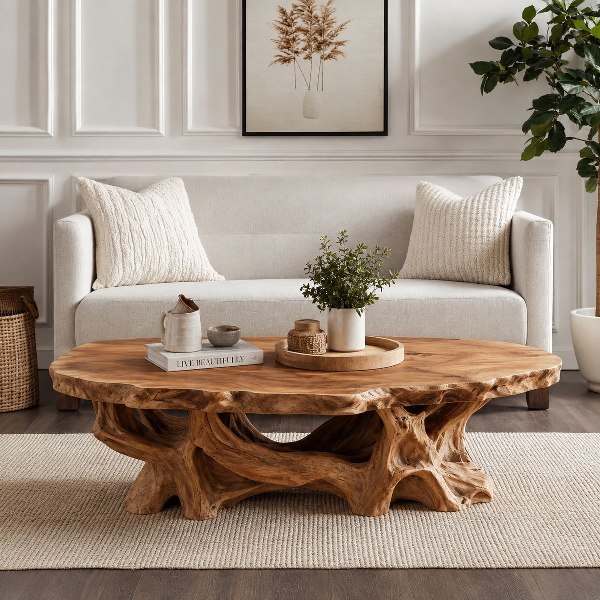 Averelle Handcrafted Solid Wood Coffee Table — product view 1