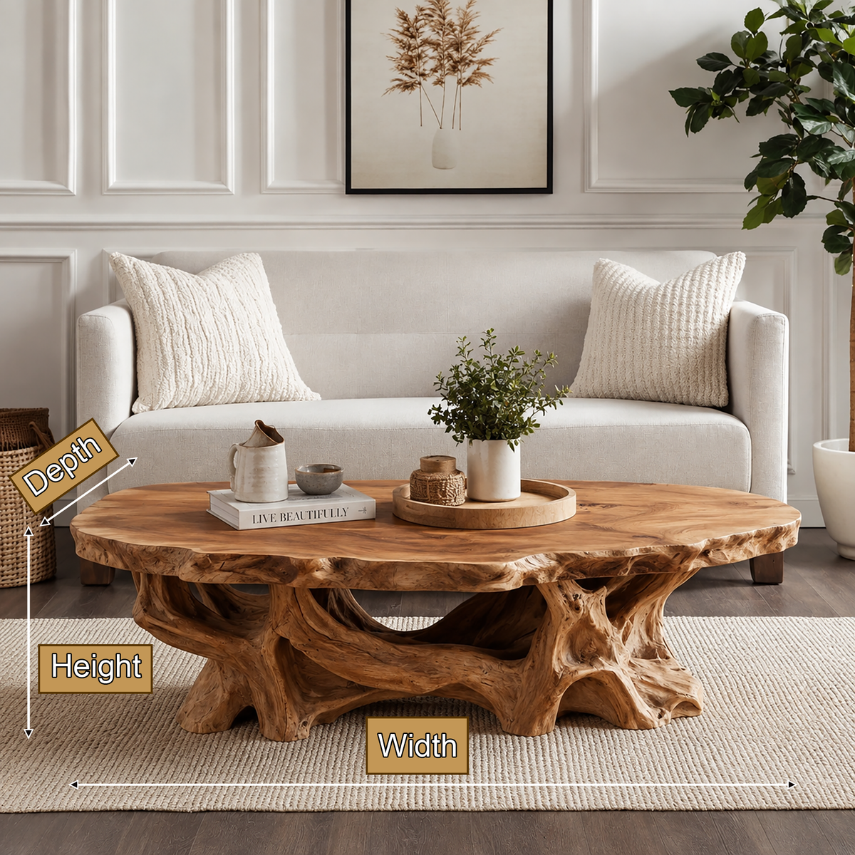 Averelle Handcrafted Solid Wood Coffee Table — product view 2