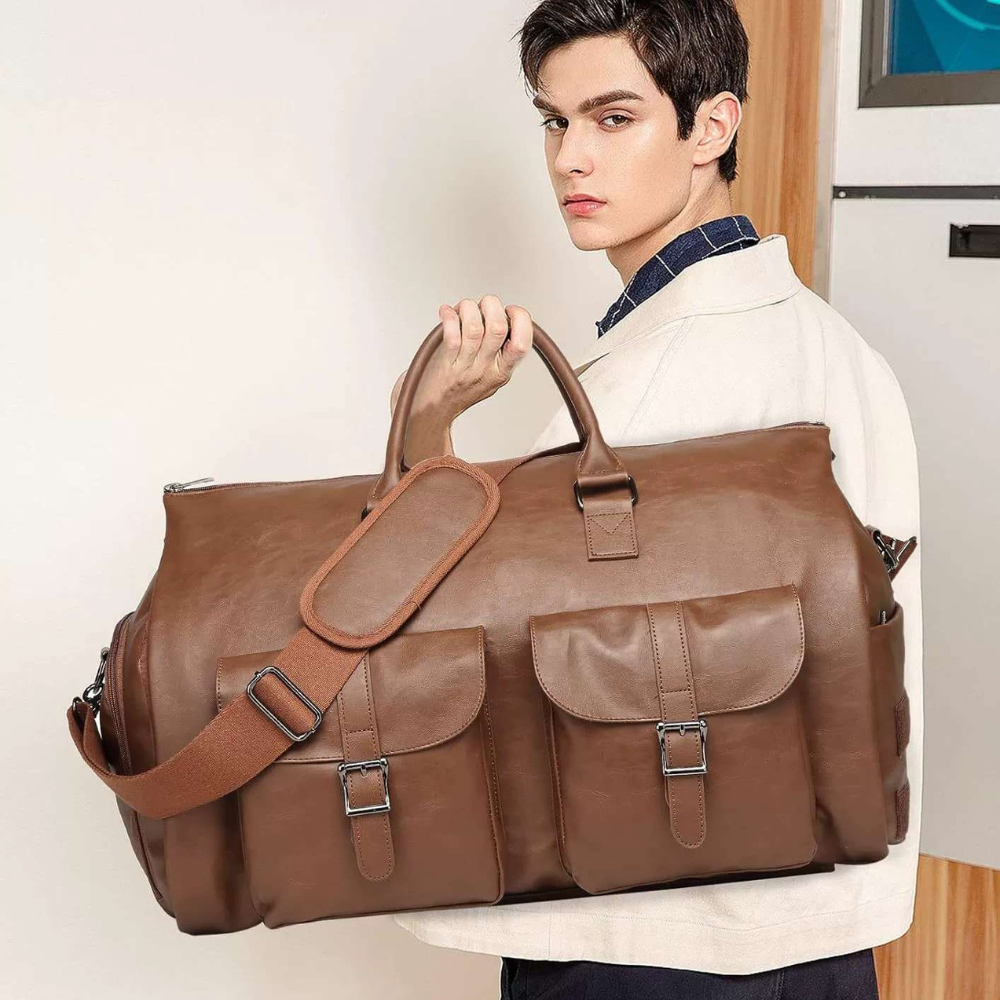 LoungeYard | Travel Duffel Bag Leather Carry On Luggage — product view 3
