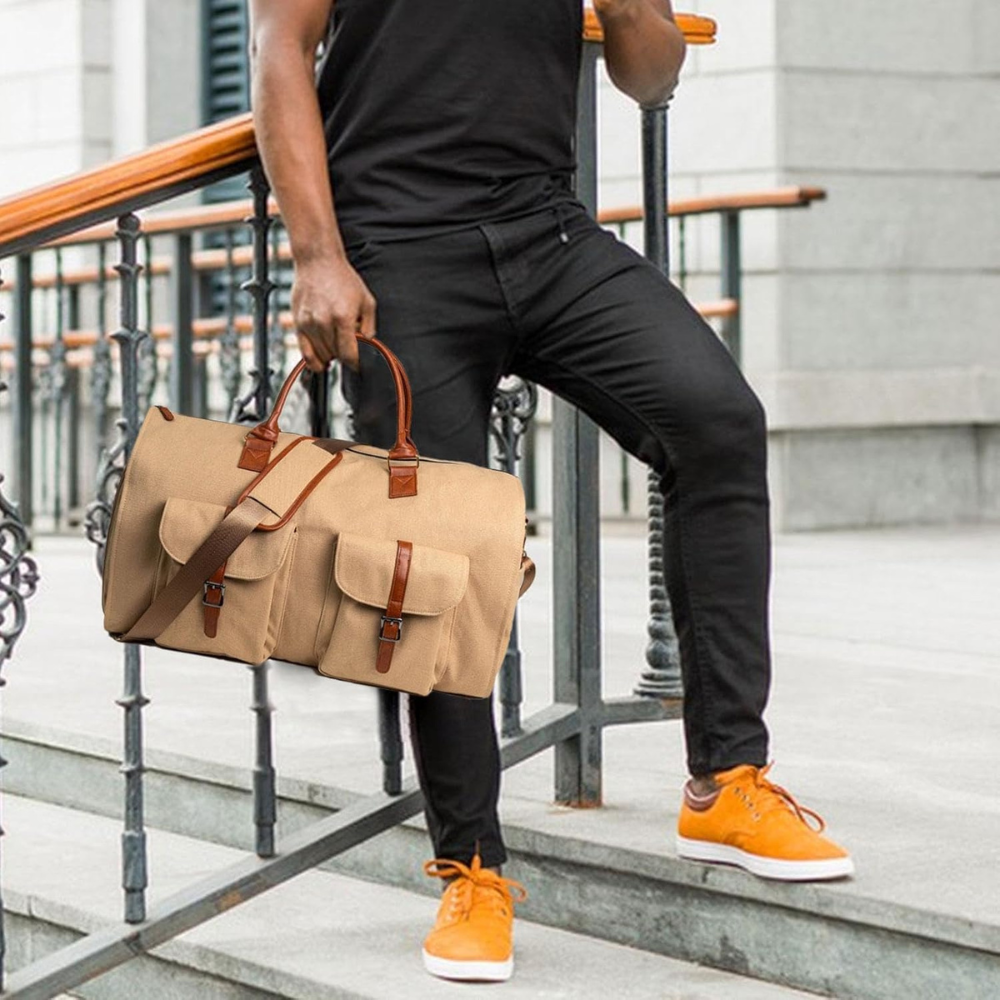 LoungeYard | Travel Duffel Bag Leather Carry On Luggage — product view 4