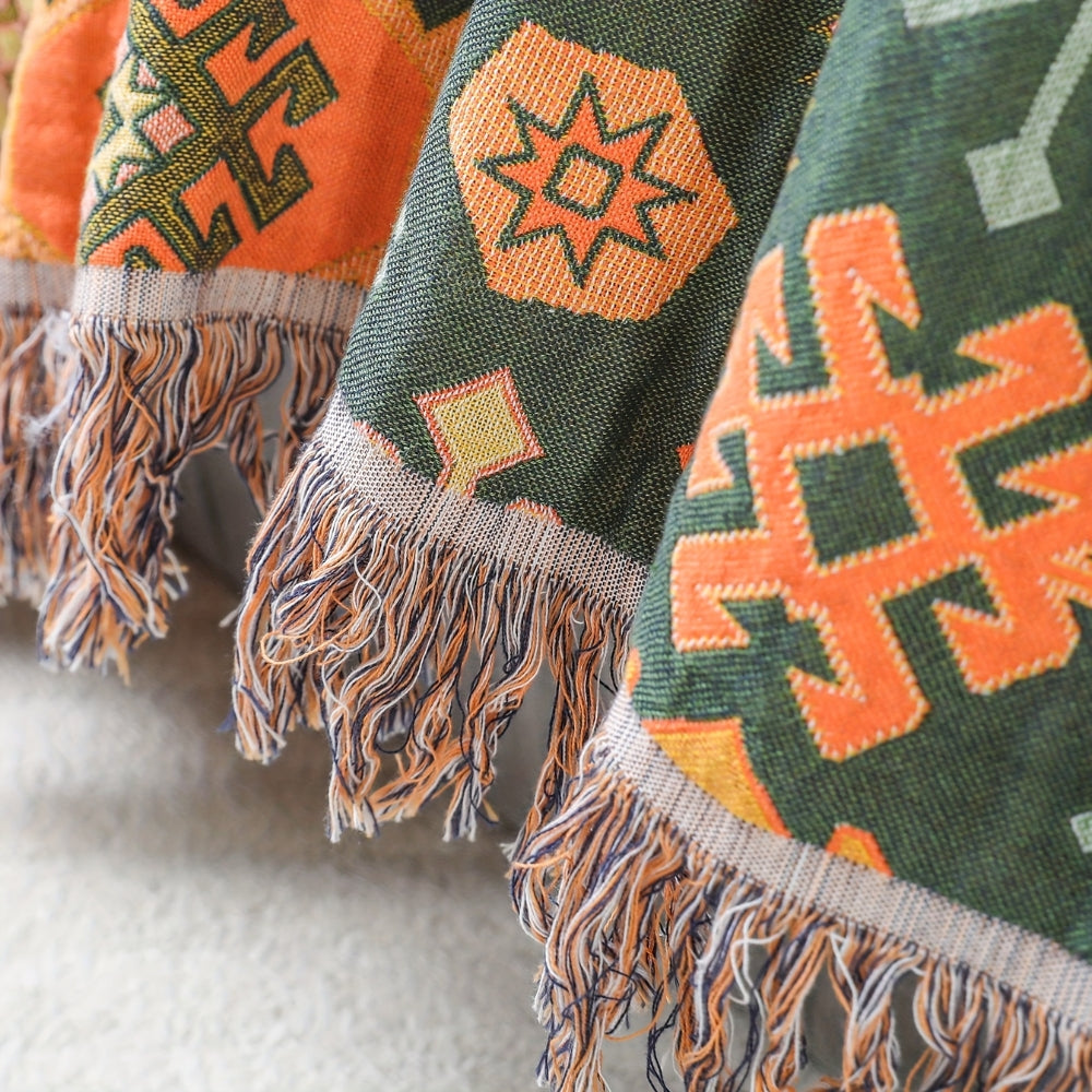 LoungeYard | Tribal-Inspired Soft Geometric Fringe Blanket — product view 3