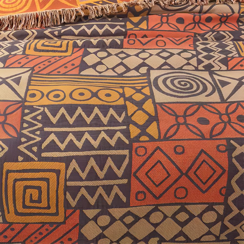 LoungeYard | Tribal Patchwork Reversible Tassel Cotton Blanket — product view 6