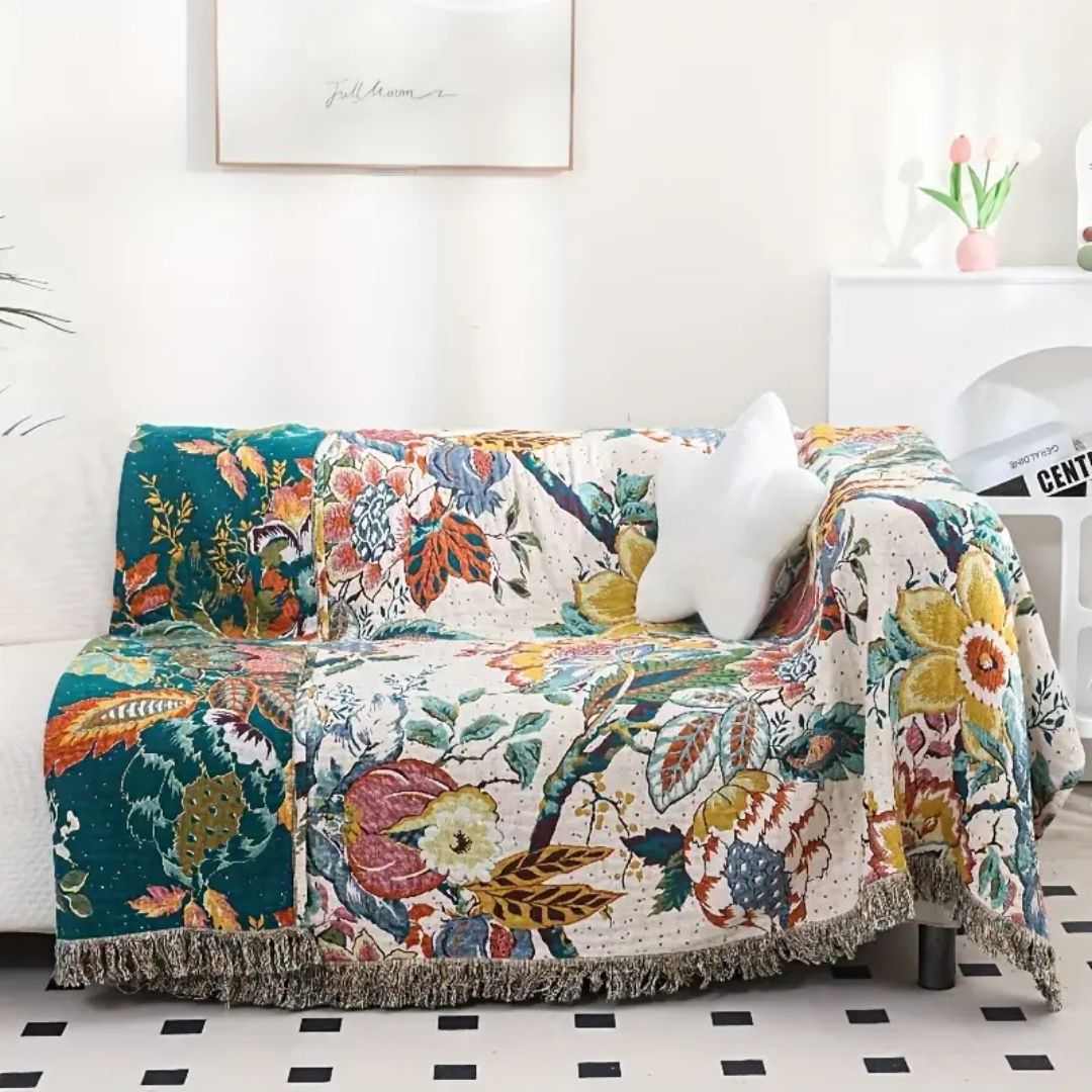 LoungeYard | Tropical Bloom Cotton Blanket — product view 2