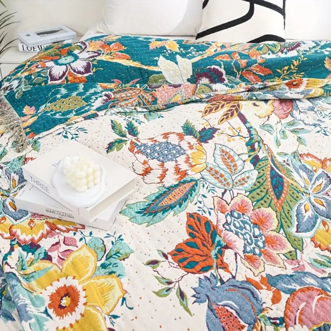 LoungeYard | Tropical Bloom Cotton Blanket — product view 5