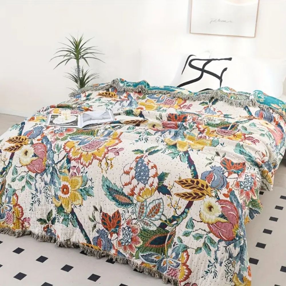 LoungeYard | Tropical Whisper Reversible Cotton Blanket — product view 5