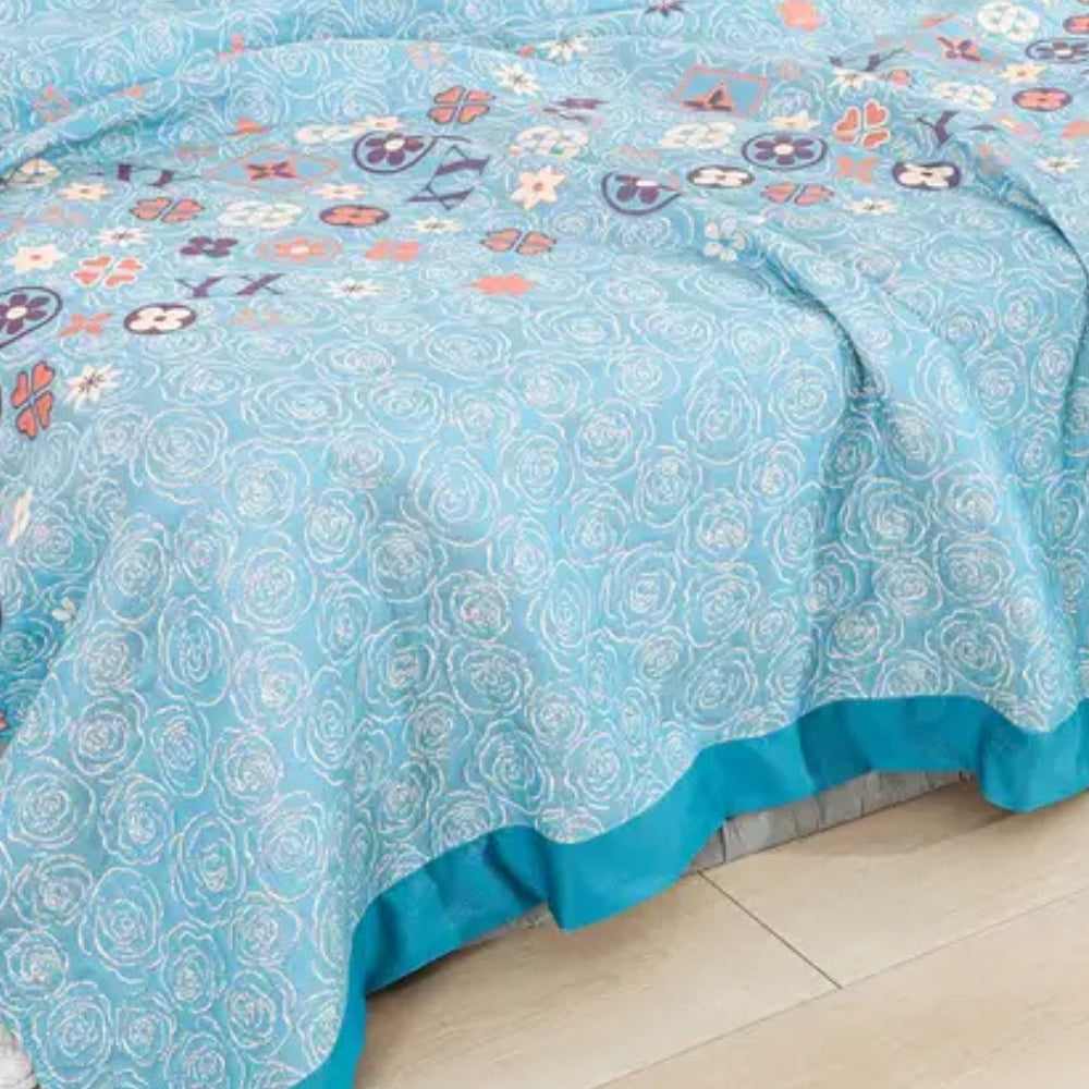 LoungeYard | Turquoise Floral Glam Gauze Blanket — product view 2