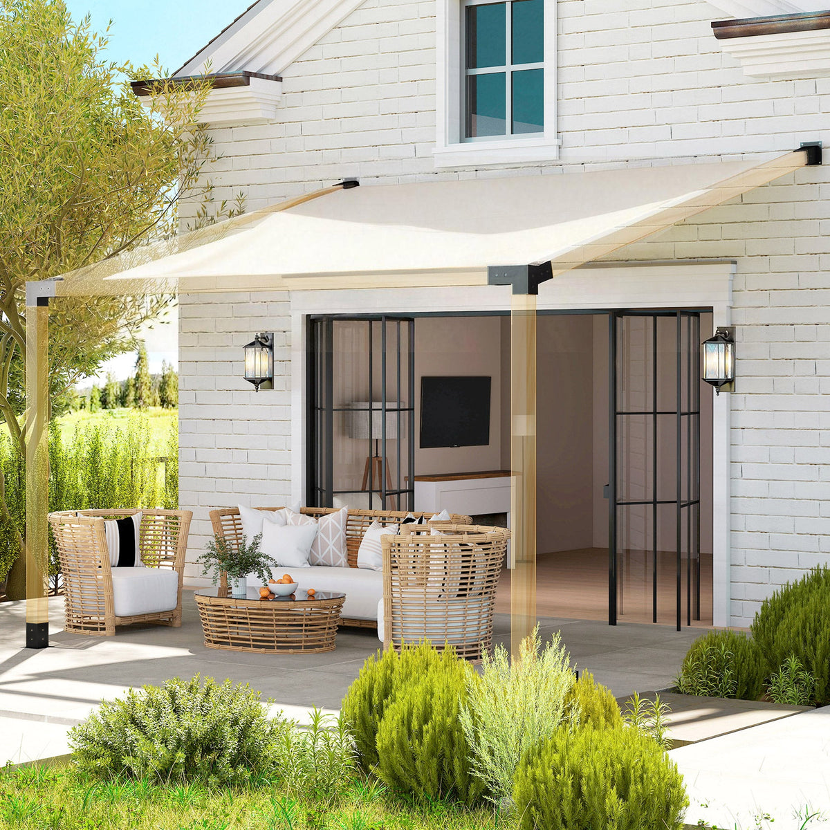 6 PCS Pergola Kit for 4" x 4" Lumber with 15° Slanted Roof, Black — product view 4