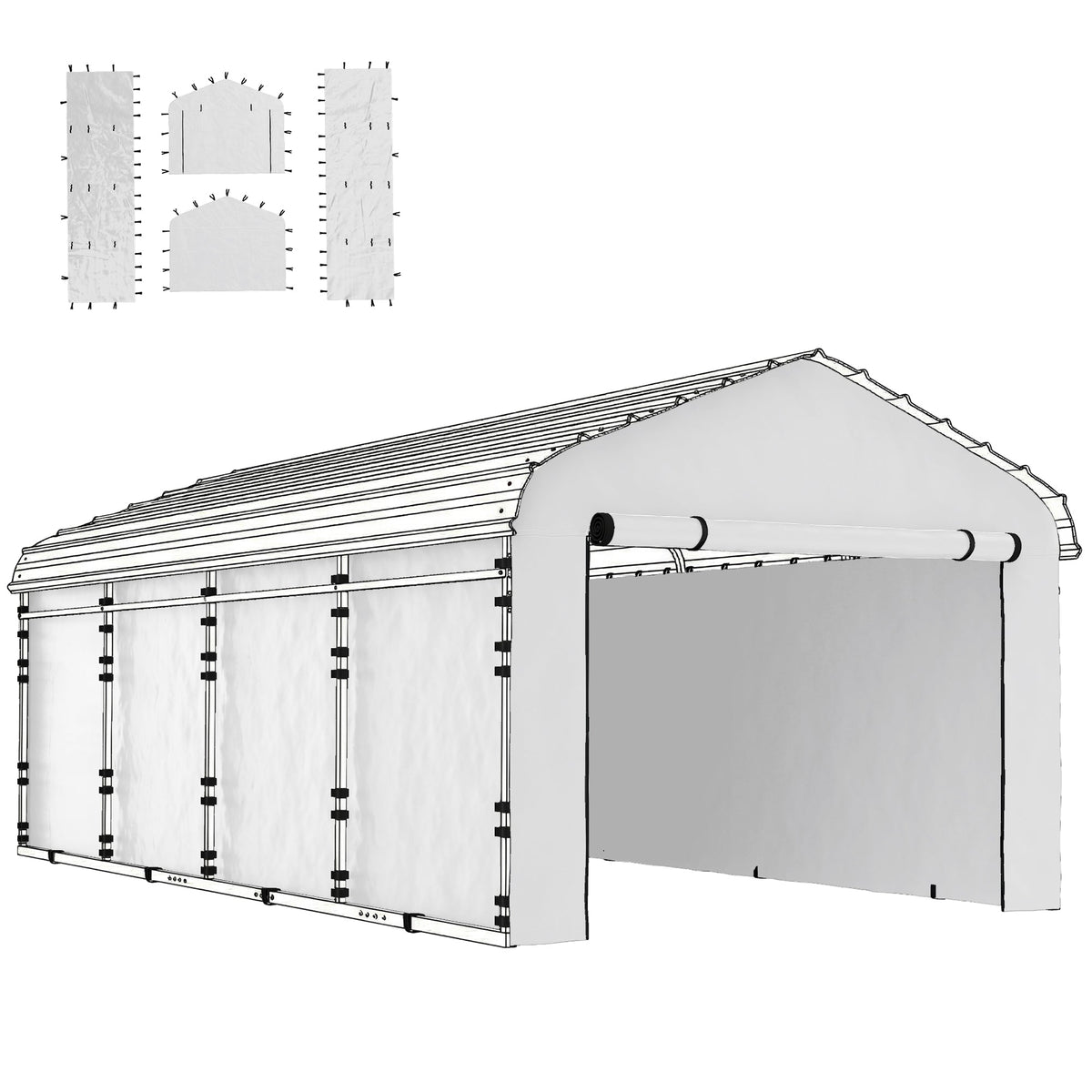 Carport Sidewall Panels Set of 4 for 10' x 15' Structures, White — product view 1
