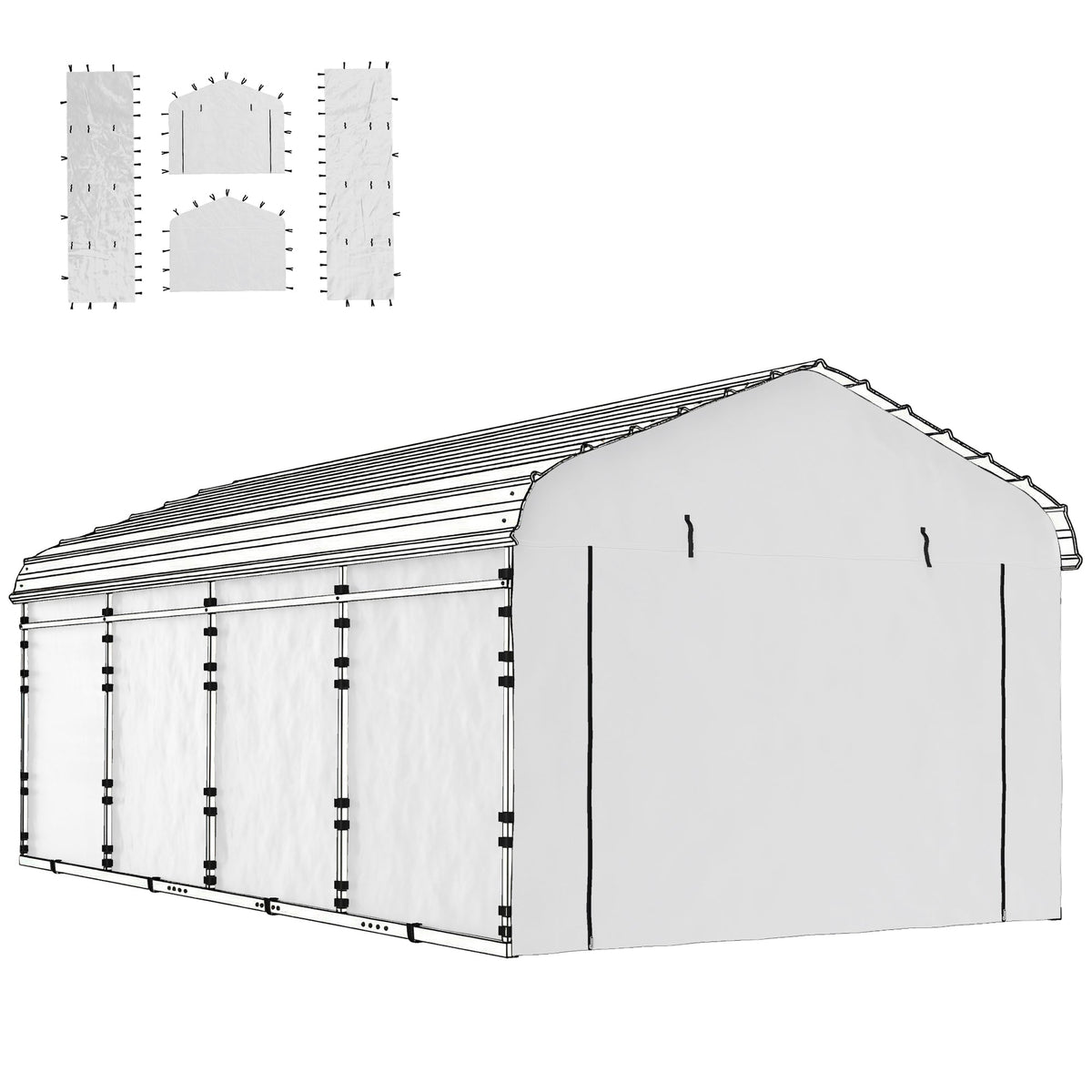 Carport Sidewall Panels Set of 4 for 10' x 15' Structures, White — product view 2