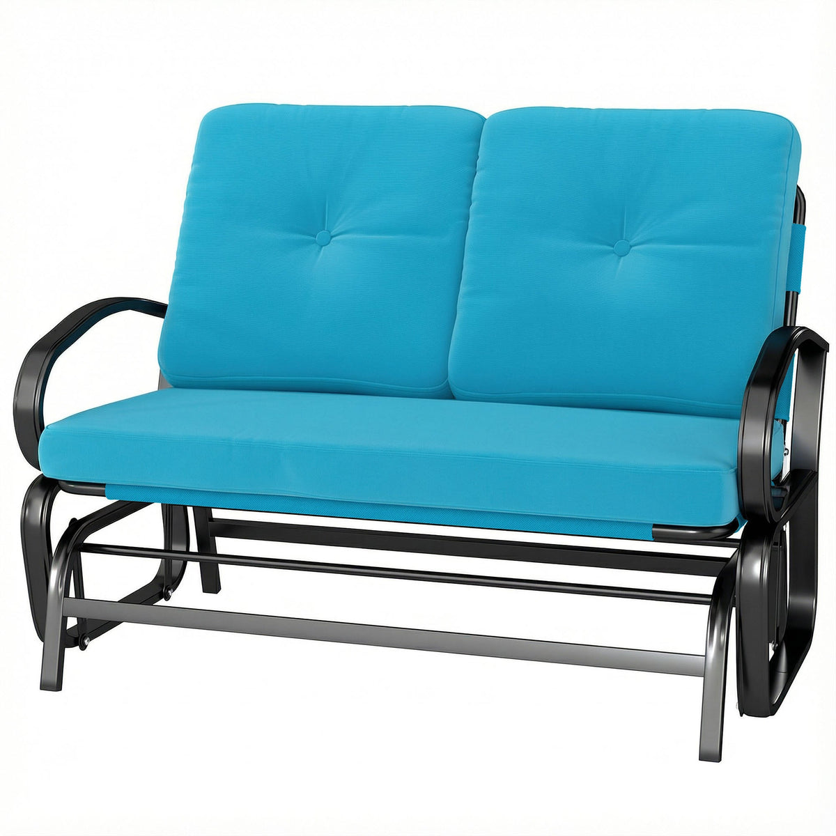 2-Person Outdoor Glider Bench with Cushions, Blue — product view 2