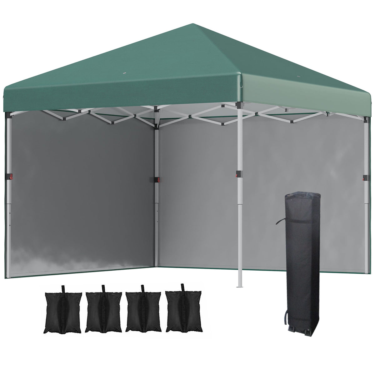 3 x 3m Pop Up Gazebo with 2 Sidewalls, Weight Bags & Wheeled Bag, Green — product view 1