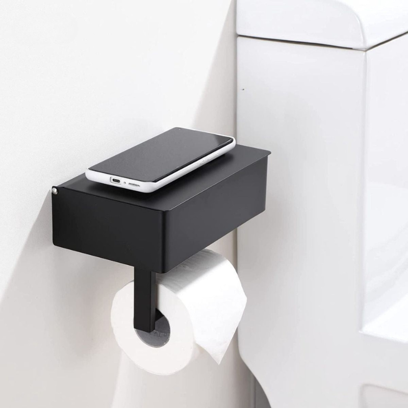 LoungeYard | Multifunctional Toilet Paper Holder Aristo – Luxury Stainless Steel Design with Storage Compartment — product view 2