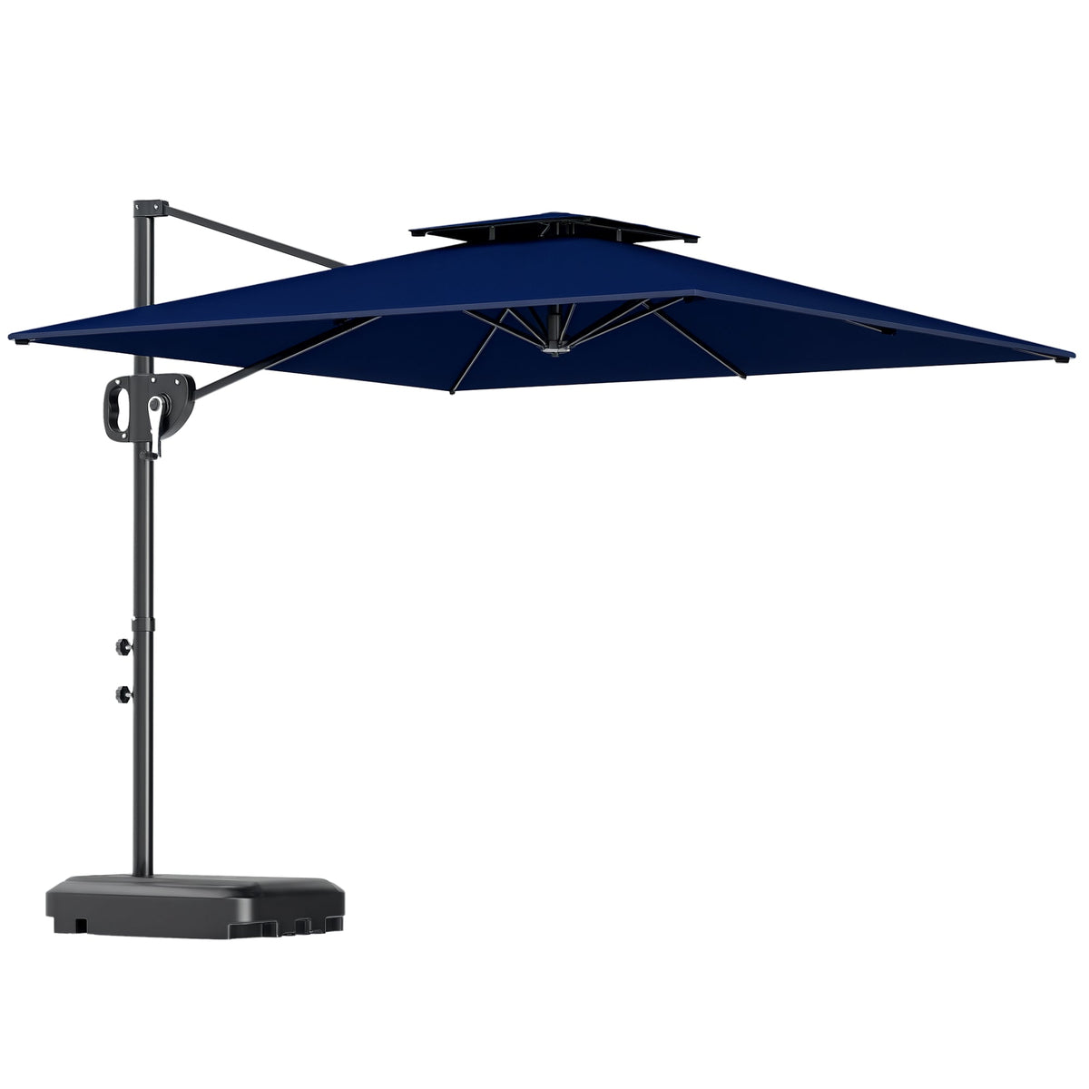 8' x 9' Square Cantilever Patio Umbrella with Fillable Base, Dark Blue — product view 1