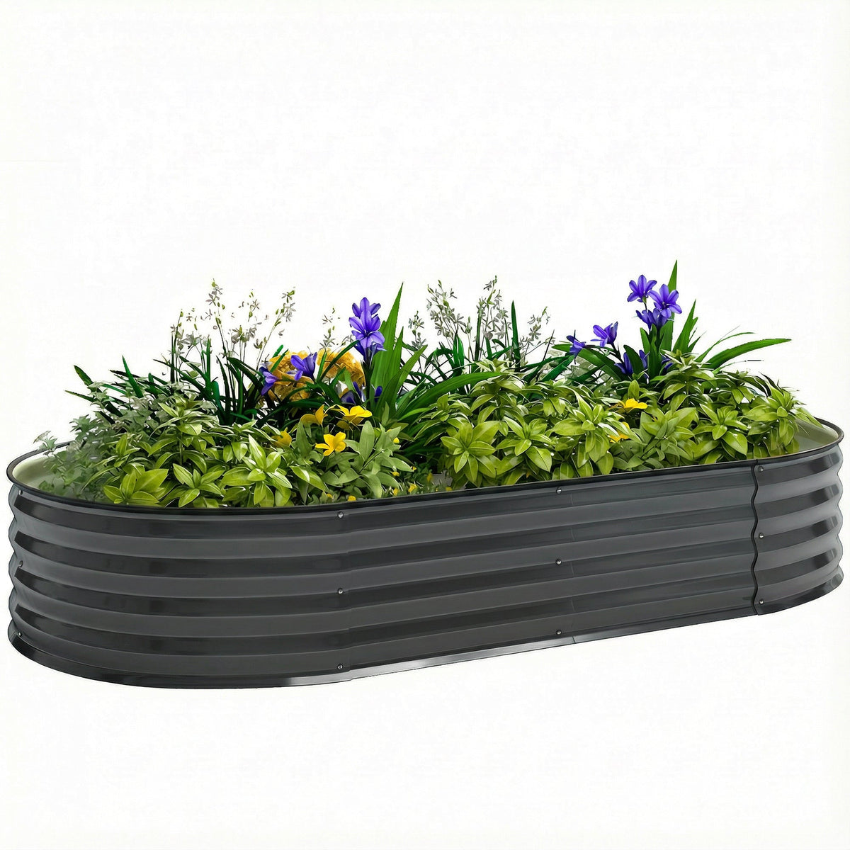 180 x 90 x 30 cm Galvanised Raised Garden Bed with Safety Edging, Dark Grey — product view 1