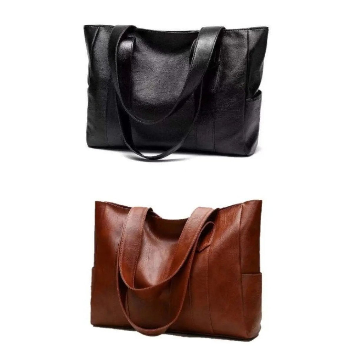 Leather-effect shoulder bag with smooth PU surface, 28 x 36 x 10 cm — product view 7