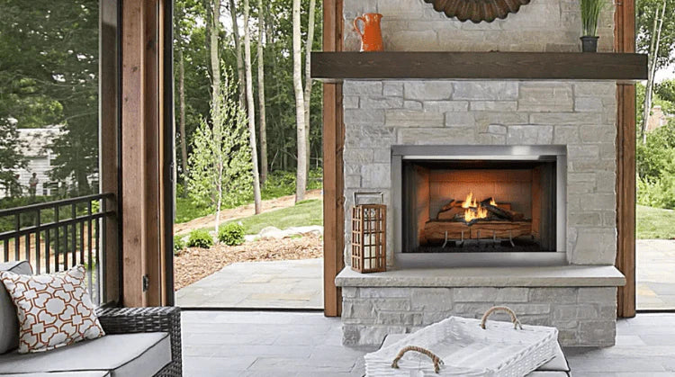 Majestic - Vesper 42&quot; Outdoor Vent Free Gas Fireplace -  Traditional Refractory Or White Herringbone - VOFB42
