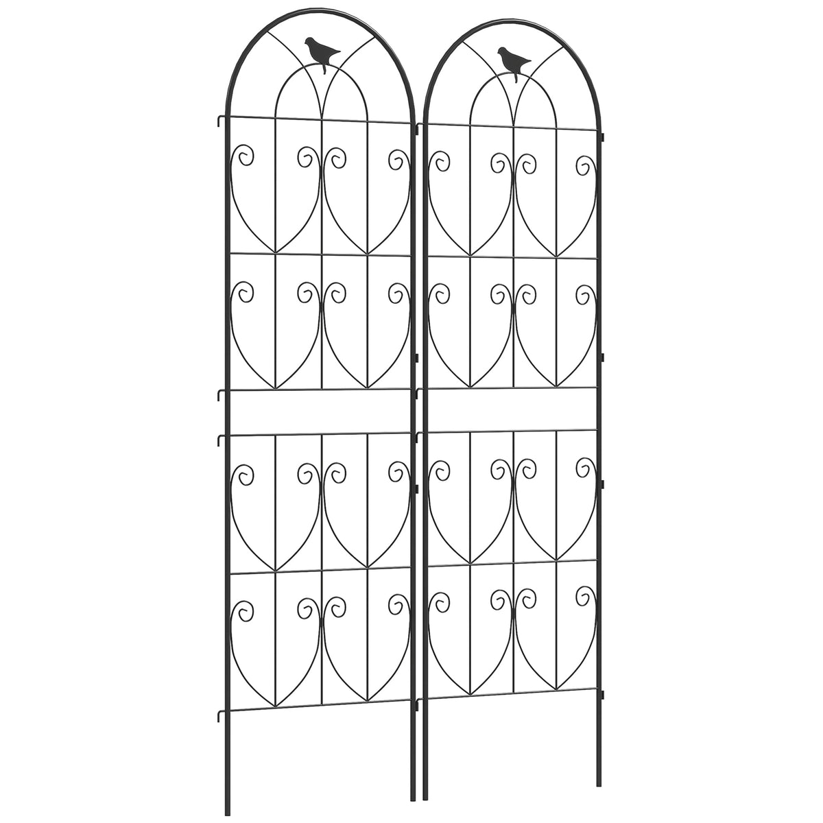 Set of 2 Metal Garden Trellis Panels, 180 x 50 cm, Bird Design — product view 1