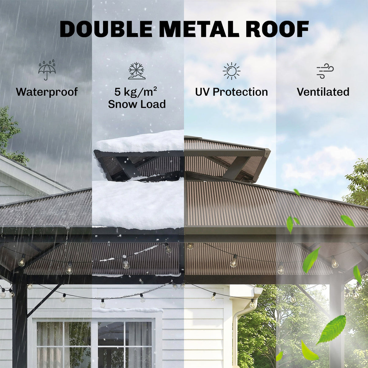 2.5 x 1.5 m Hardtop BBQ Grill Gazebo with 2 Shelves, Brown — product view 6