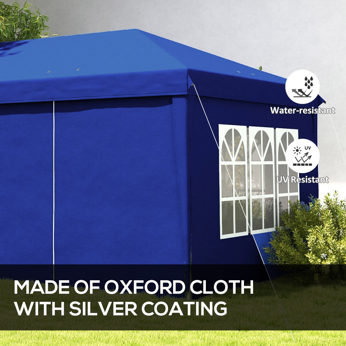 3 x 6 m Garden Pop Up Gazebo with Sidewalls, Windows, Carry Bag, Blue — product view 6