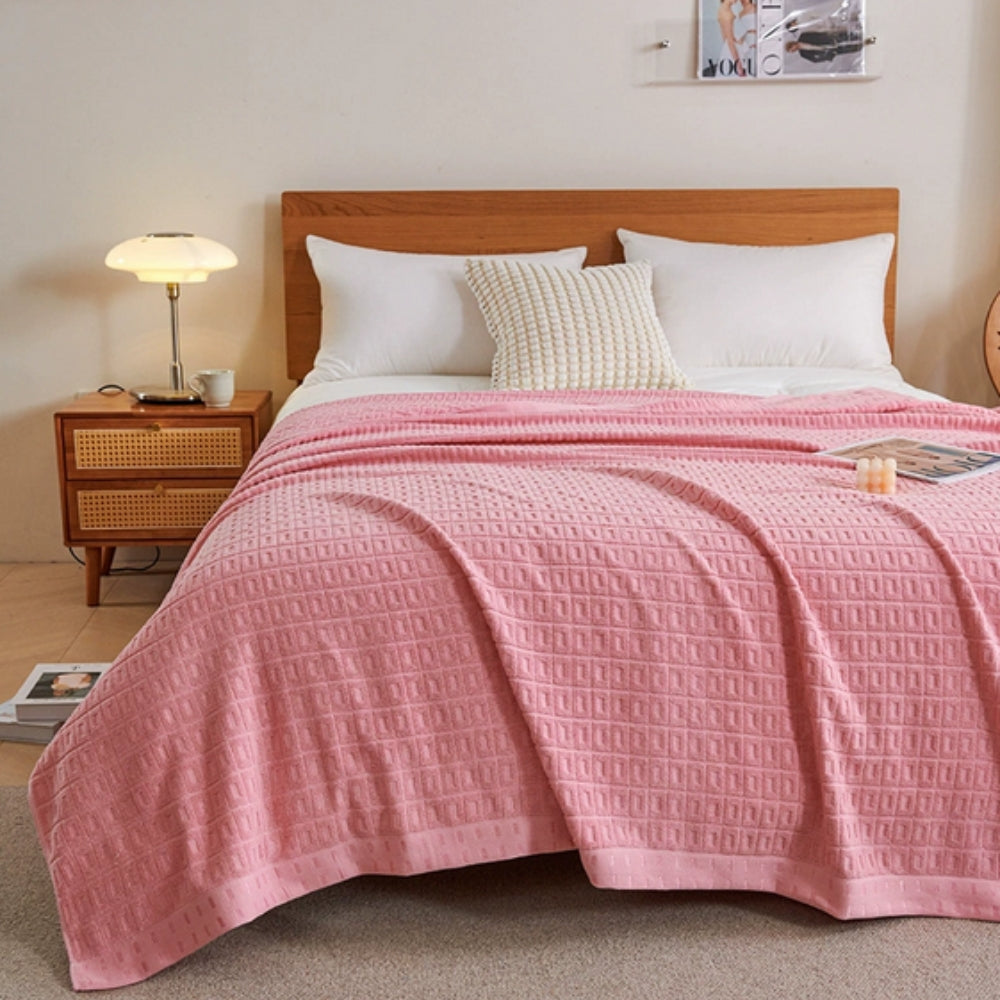 LoungeYard | Waffle Cotton Summer Bedspread Throw Blanket — product view 4