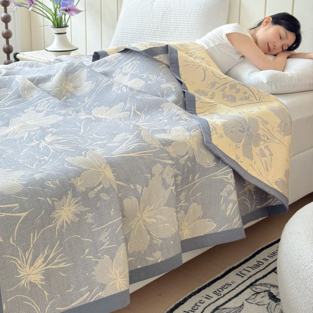 LoungeYard | Velurelle Reversible Cotton Floral Blanket — product view 1