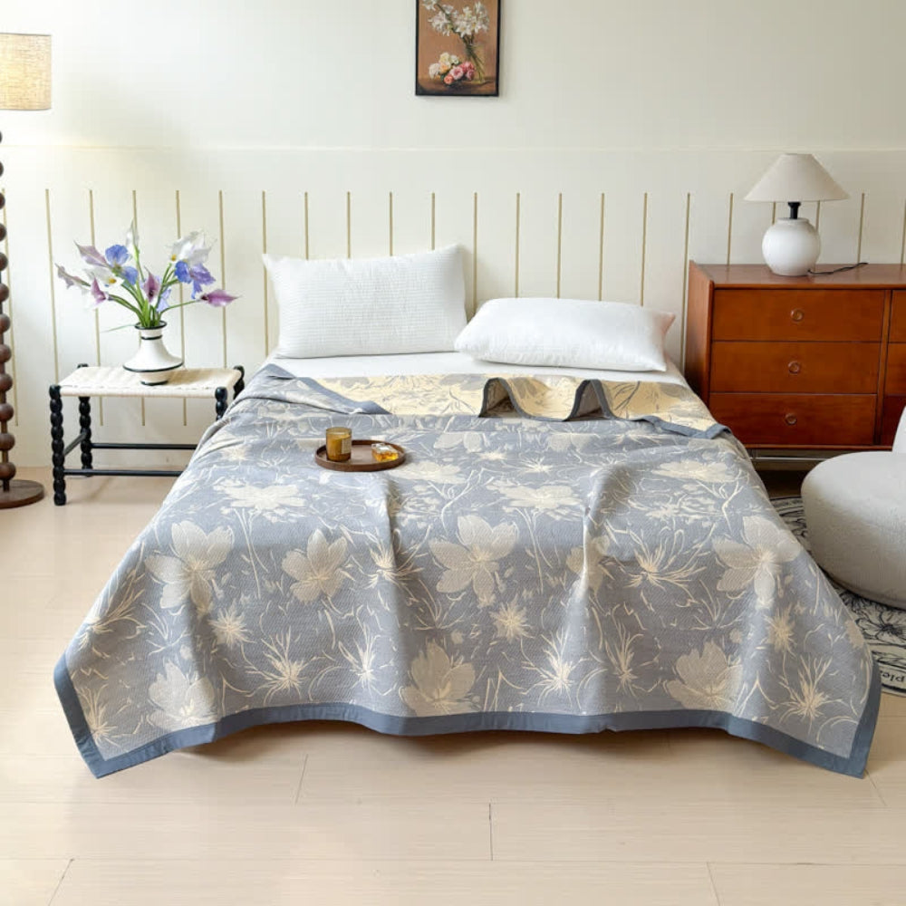 LoungeYard | Velurelle Reversible Cotton Floral Blanket — product view 4
