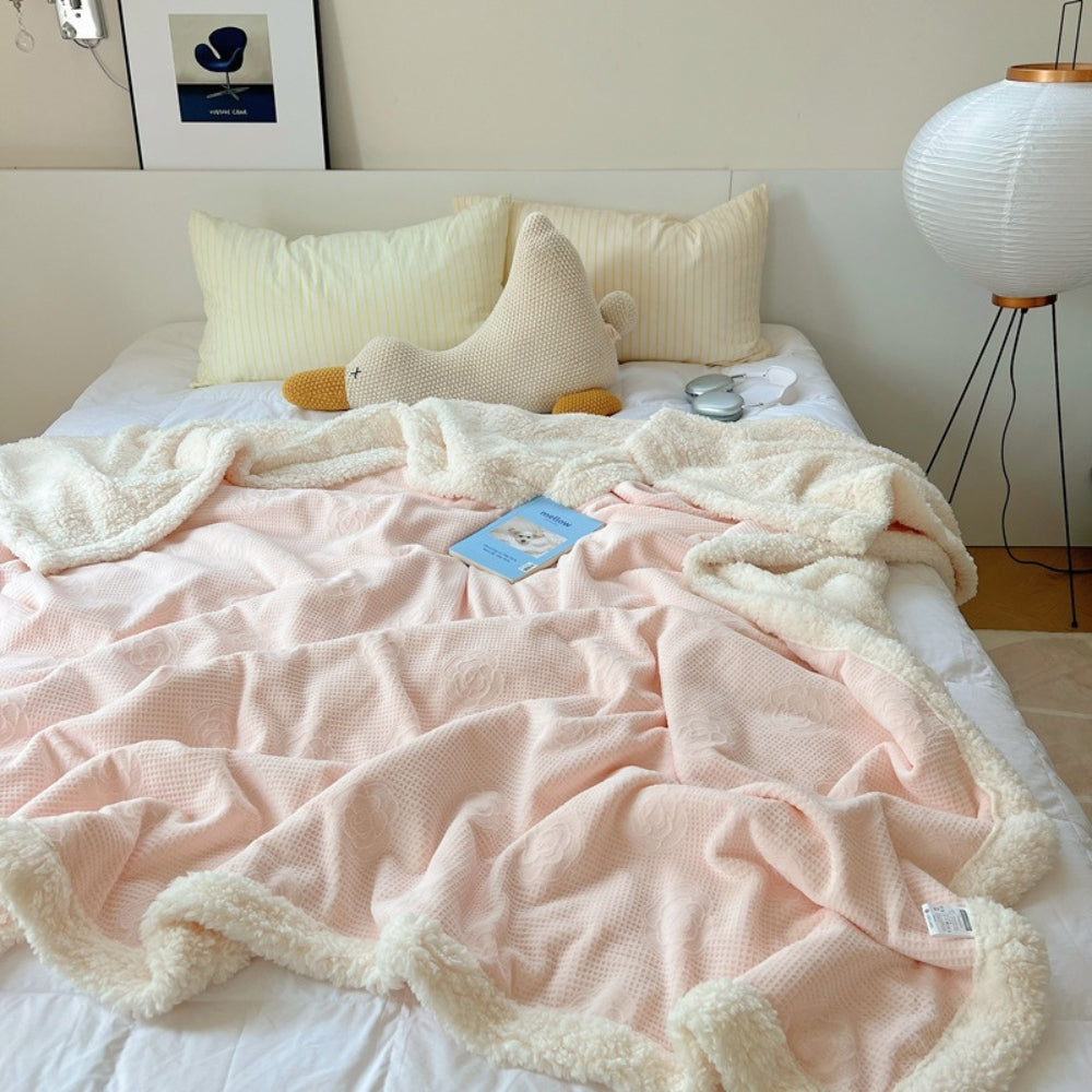 LoungeYard | Solène Floral Embossed Sherpa Blanket — product view 2